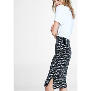 Cross Check High Waisted Midi Pencil Skirt